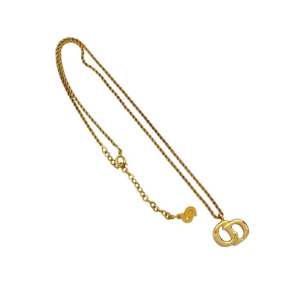 Christian Dior Vintage CD Logo Necklace Pendant Choker Accessory Gold 652-3 - Picture 4 of 5